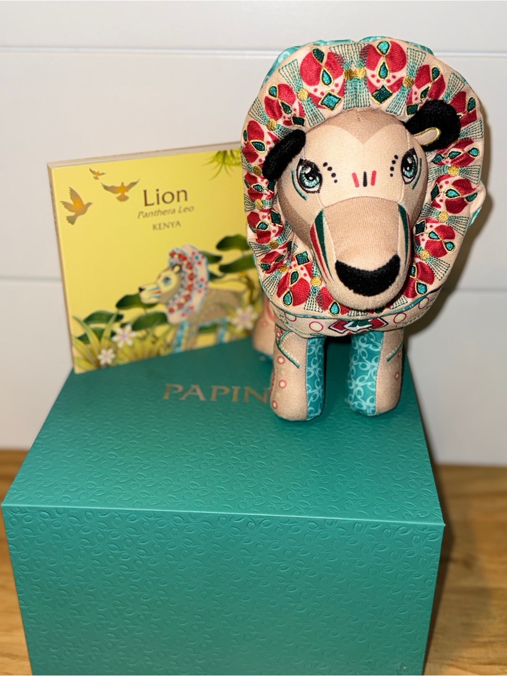 NWT RARE Papinee Animalia Lion Leo Luxury Art Plush Toy Box Set Storybook VHTF